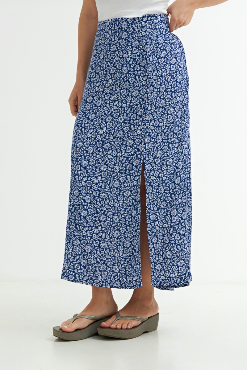 Falda midi estampada AZUL