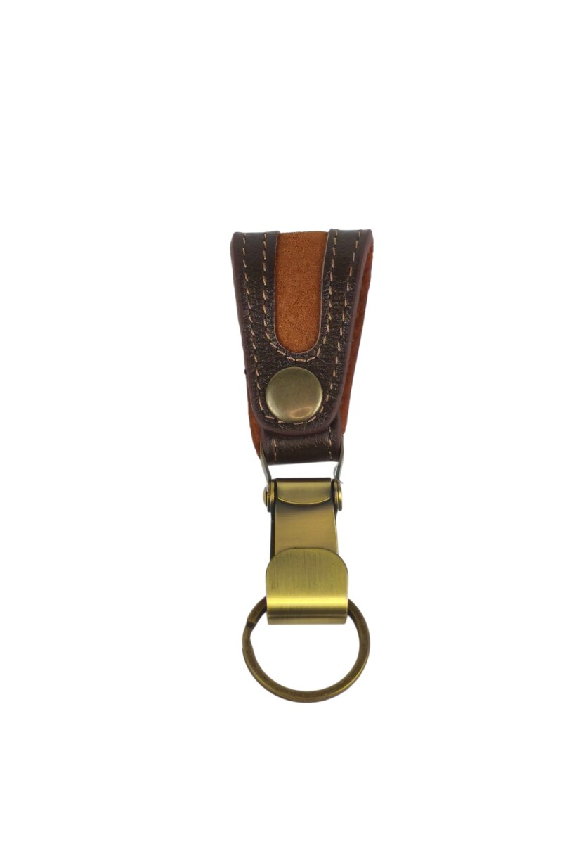llavero en cuero con gancho para llaves Marron
