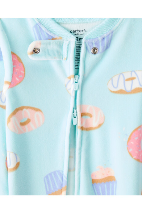 Pijama una pieza de micropolar, con pie, diseño donas Sin color