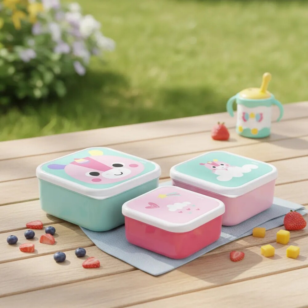 Set x3 tupper animales BUBA unicornio bubazoo