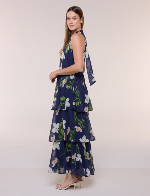 Vestido De Gasa Floral AZUL/MULTI
