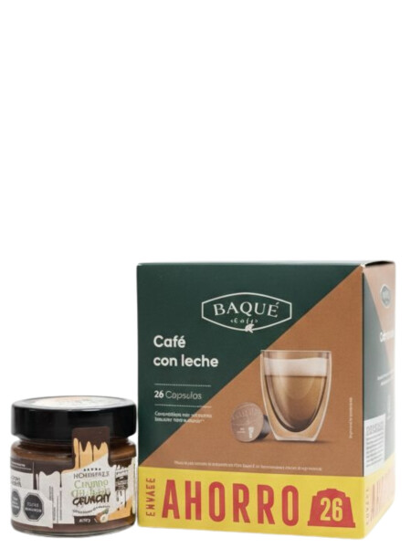 Baqué Capsula 26 Cafe con Leche AHORRO con Crema de avellanas de REGALO Baqué Capsula 26 Cafe con Leche AHORRO con Crema de avellanas de REGALO