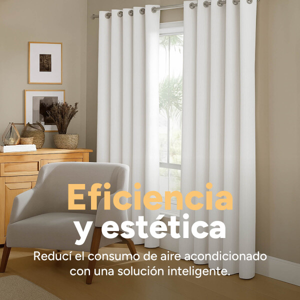Cortina Blackout 100% Engomada Termica Set 2 Paños Tipo Lino Color Variante Blanco