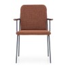 Silla c/Brazo patas metal grafito C/ circulo madera espalda tela terracota Silla c/Brazo patas metal grafito C/ circulo madera espalda tela terracota
