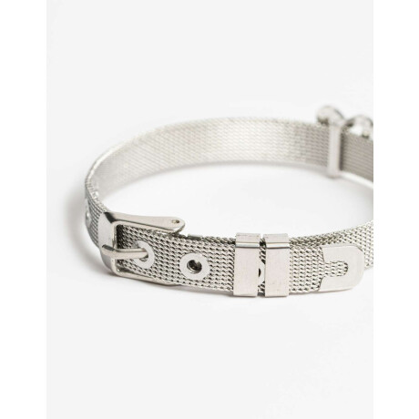 Pulsera Flexible De Acero Hebilla Plateado