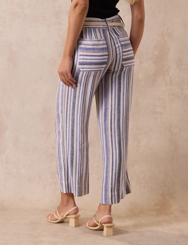 Pantalon Lino Cinto MULTI/BEIGE