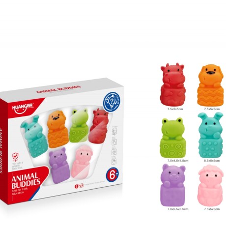 Set de 6 Animalitos Huanger Silicona Texturizada 001