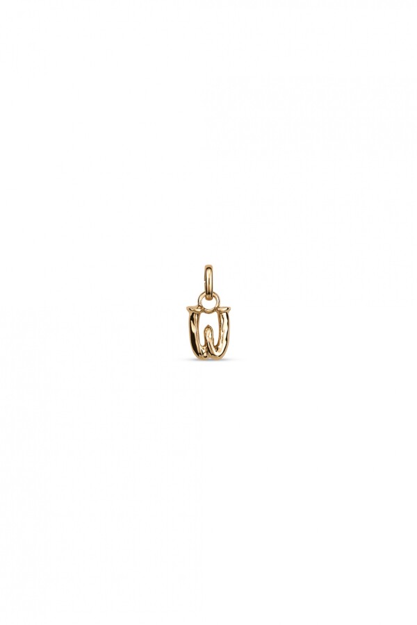 CHARM DE ALEACION DE METALES BAÑADO EN ORO DE 18 K CON FORMA DE LETRA W CON ARGOLLA Charm