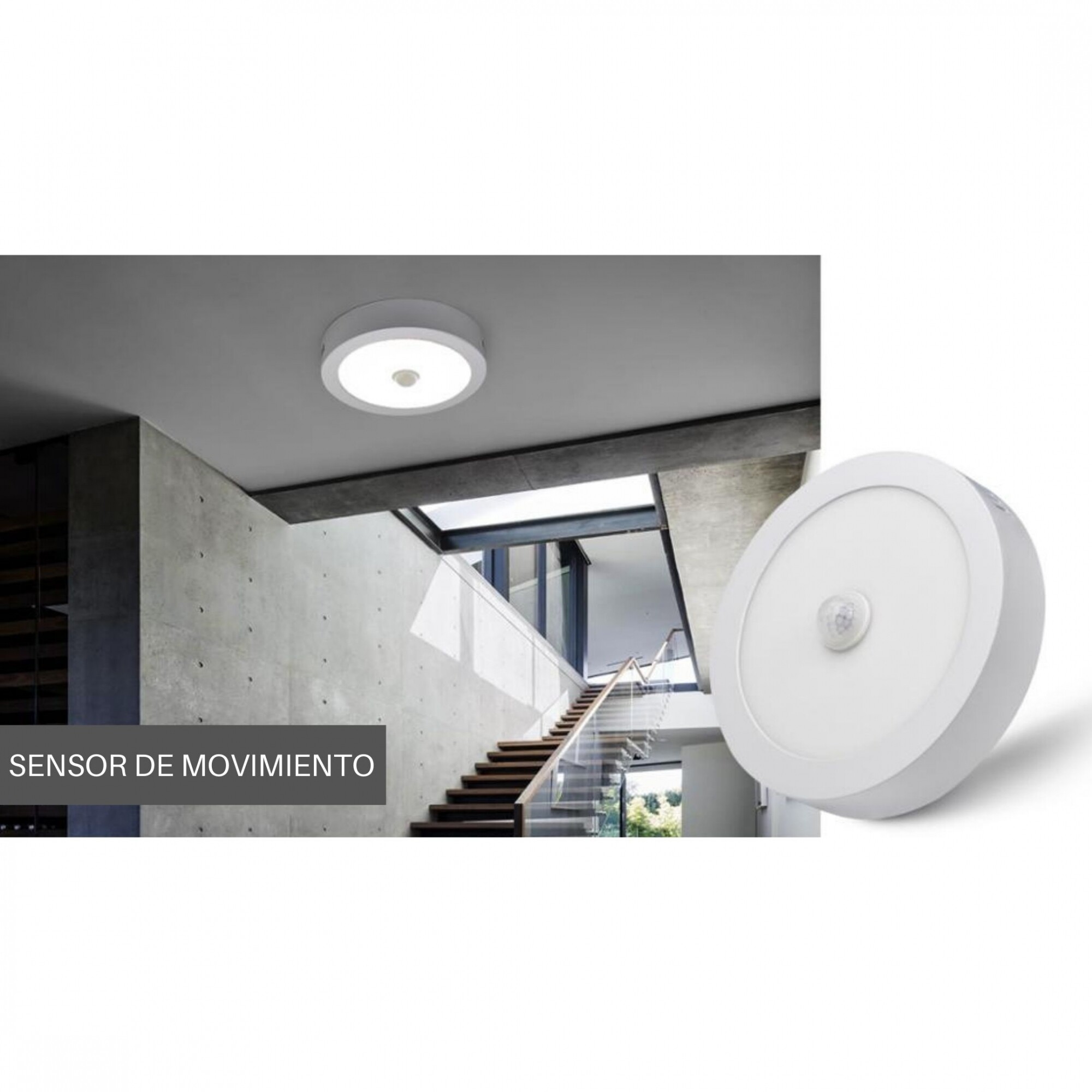 Panel led 12w con sensor de movimiento, circular — Iluminica Home