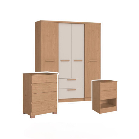 Combo ASPEN 1 MESA DE LUZ, 1 CAJONERA 4 cajones y ROPERO 4 puerta Combo ASPEN 1 MESA DE LUZ, 1 CAJONERA 4 cajones y ROPERO 4 puerta