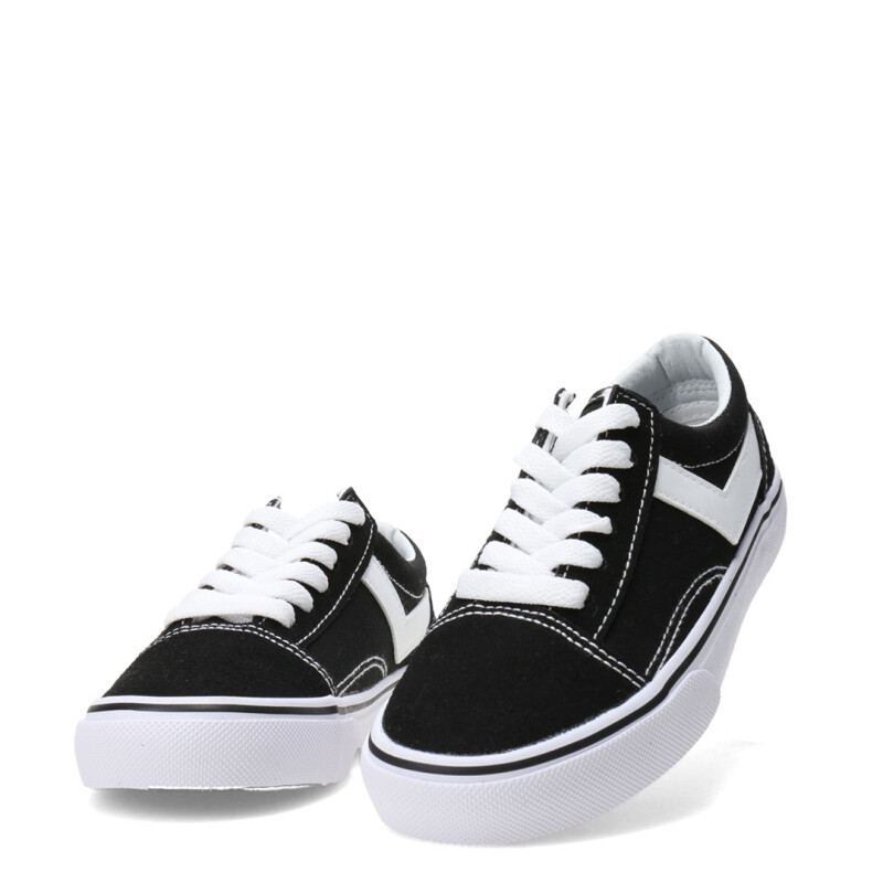 Championes de Niños PONY Casual Lona Gamuza Negro - Blanco