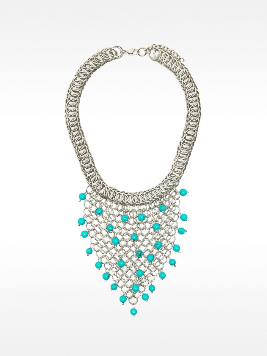 Collar Entrecruzado Con Piedras - azul 