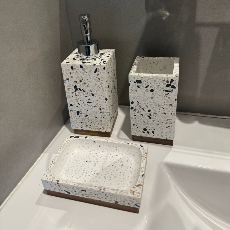 Dispensador de jabón rectangular marmol terrazo Dispensador de jabón rectangular marmol terrazo