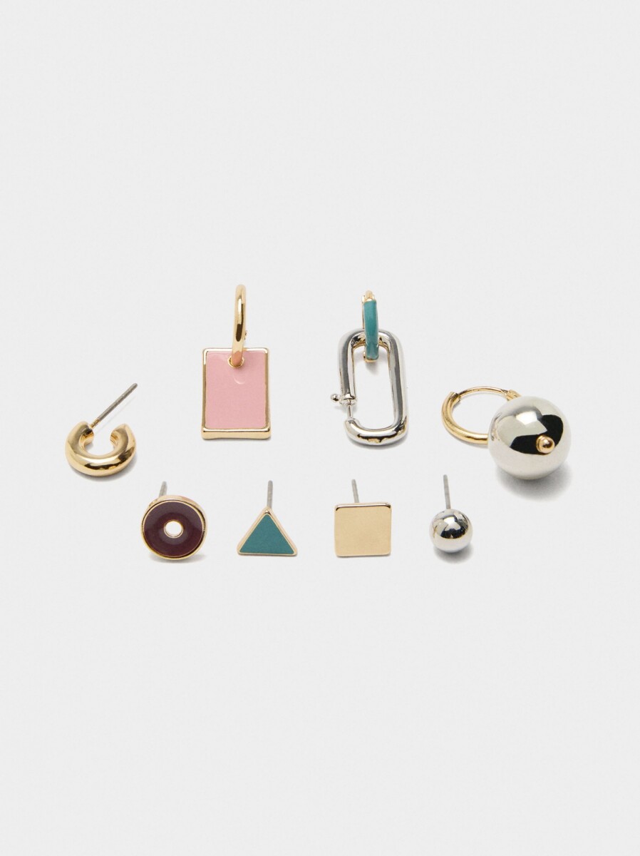 Set De Pendientes Asimétricos - multicolor 