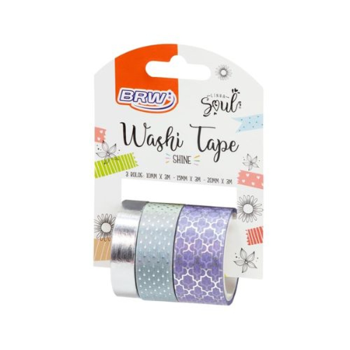 BRW cinta adhesiva washi tape shine lilas blister 3 - Brw Cinta Adhesiva Washi Tape Shine Lilas Blister 3 