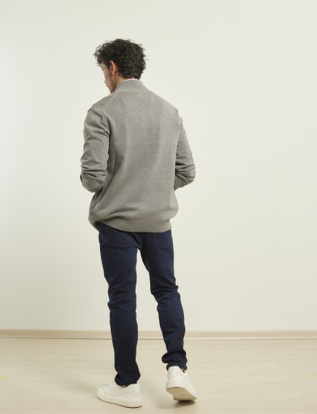 470589 CARDIGAN PUNTO HARRINGTON LABEL Gris
