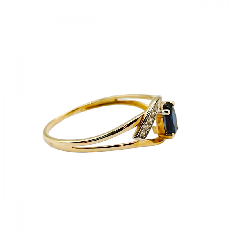Anillo Halo-Oro Bajo-Piedra Zafiro y Zirconia-AN8130 conpiedra
