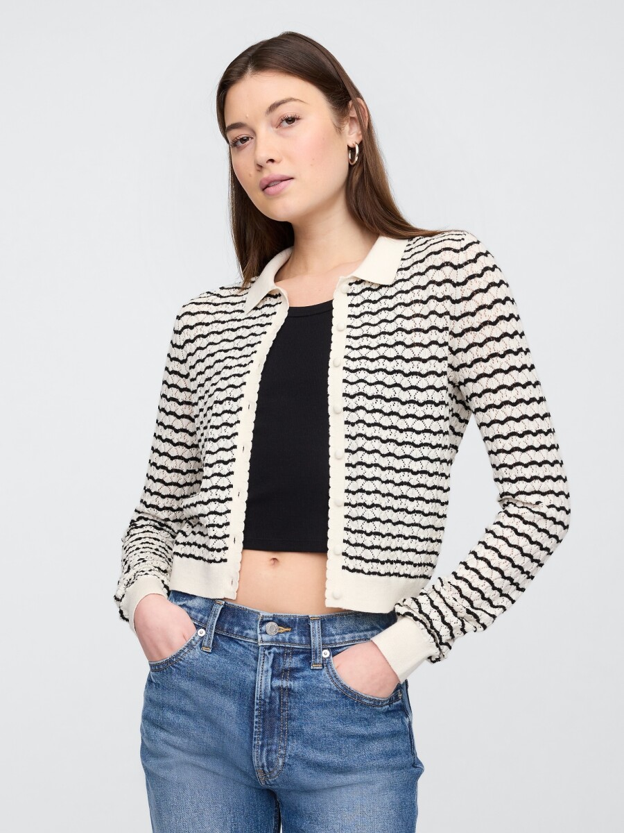 Saco Stitch Mujer - White Black Stripe 