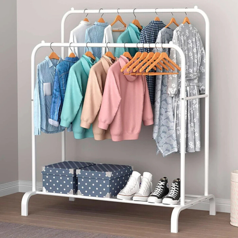 Perchero Para Ropa de Metal Doble Blanco