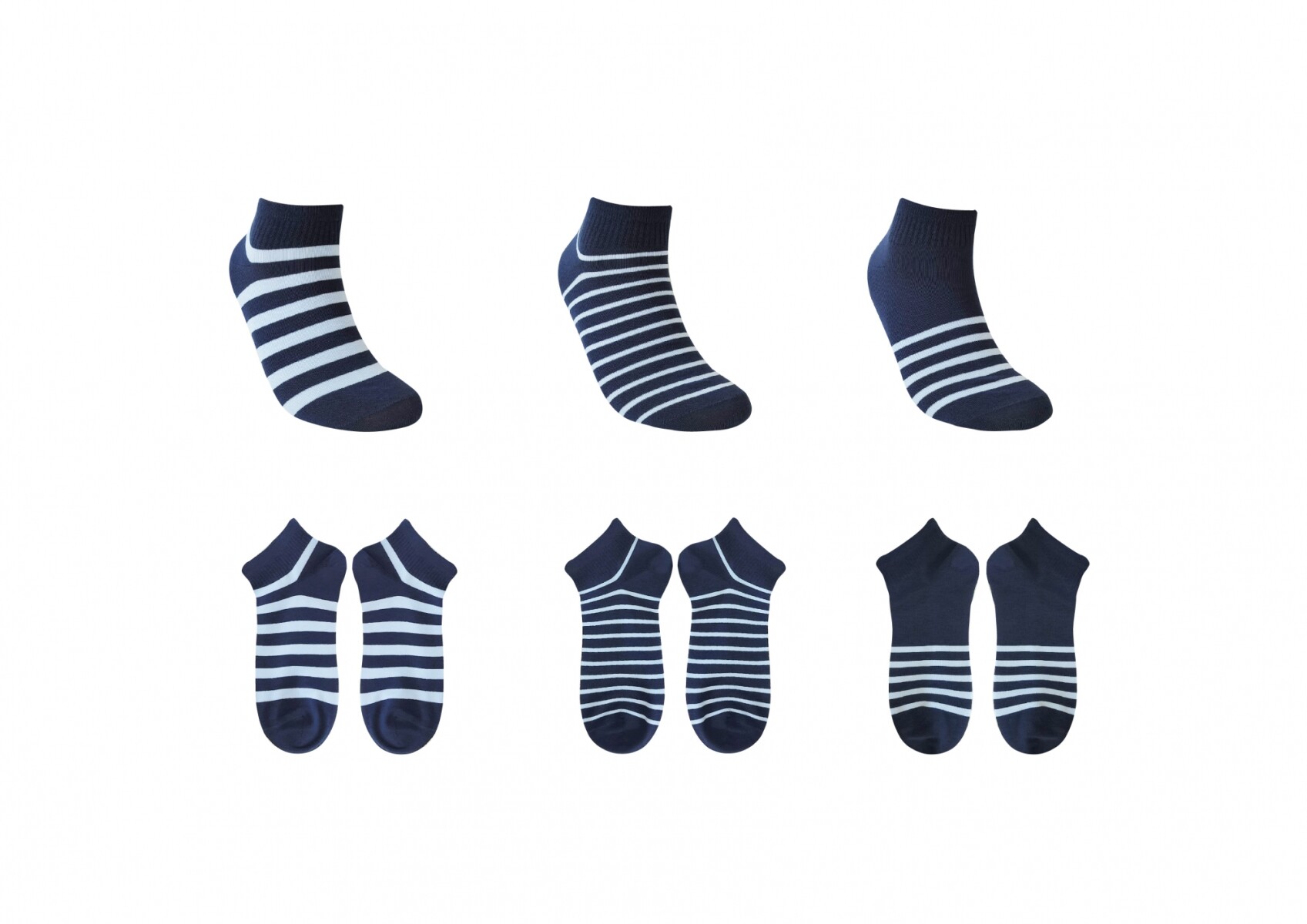 Soquete rayado 6 pares - azul 