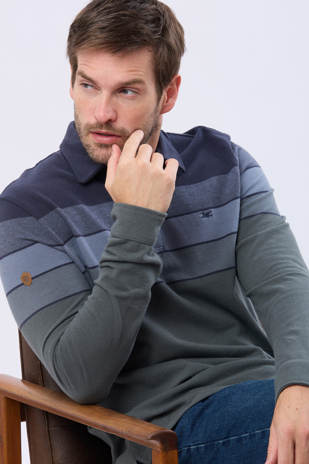 POLO PIQUE RAYADA Azul