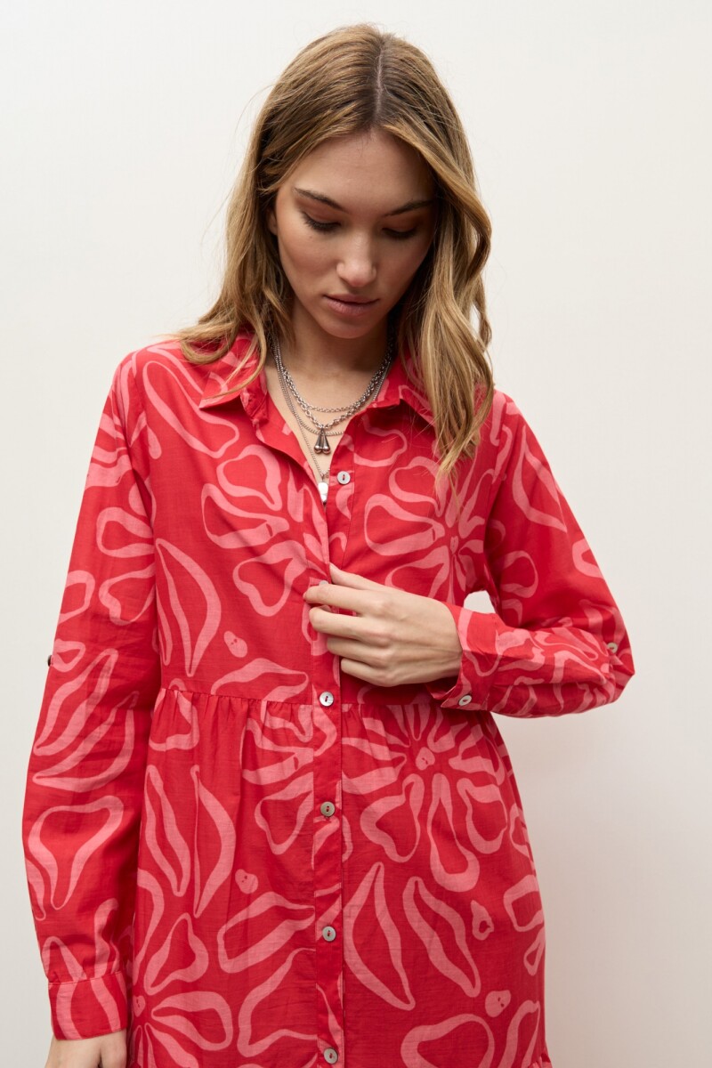 Maxi vestido estampa floral rojo