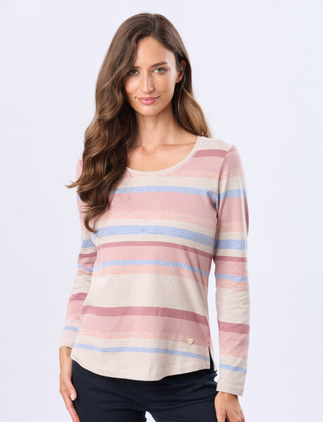 REMERA RAYADA Rosado