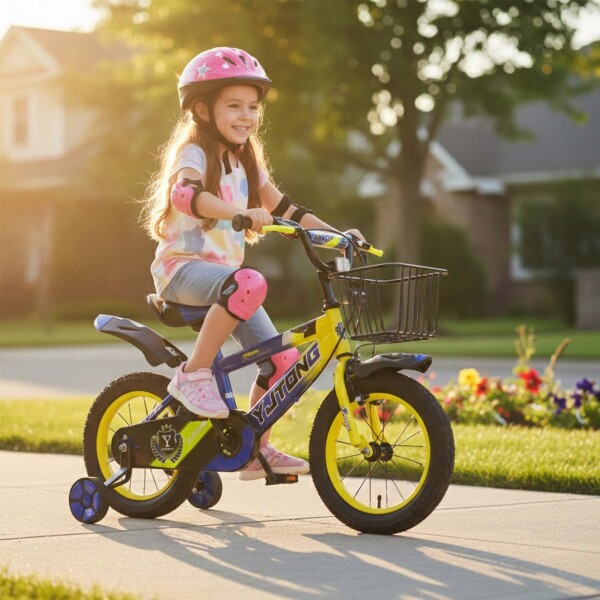 Bicicleta Infantil Yjtong R16 Canasto Parrilla Guardabarros Azul 1