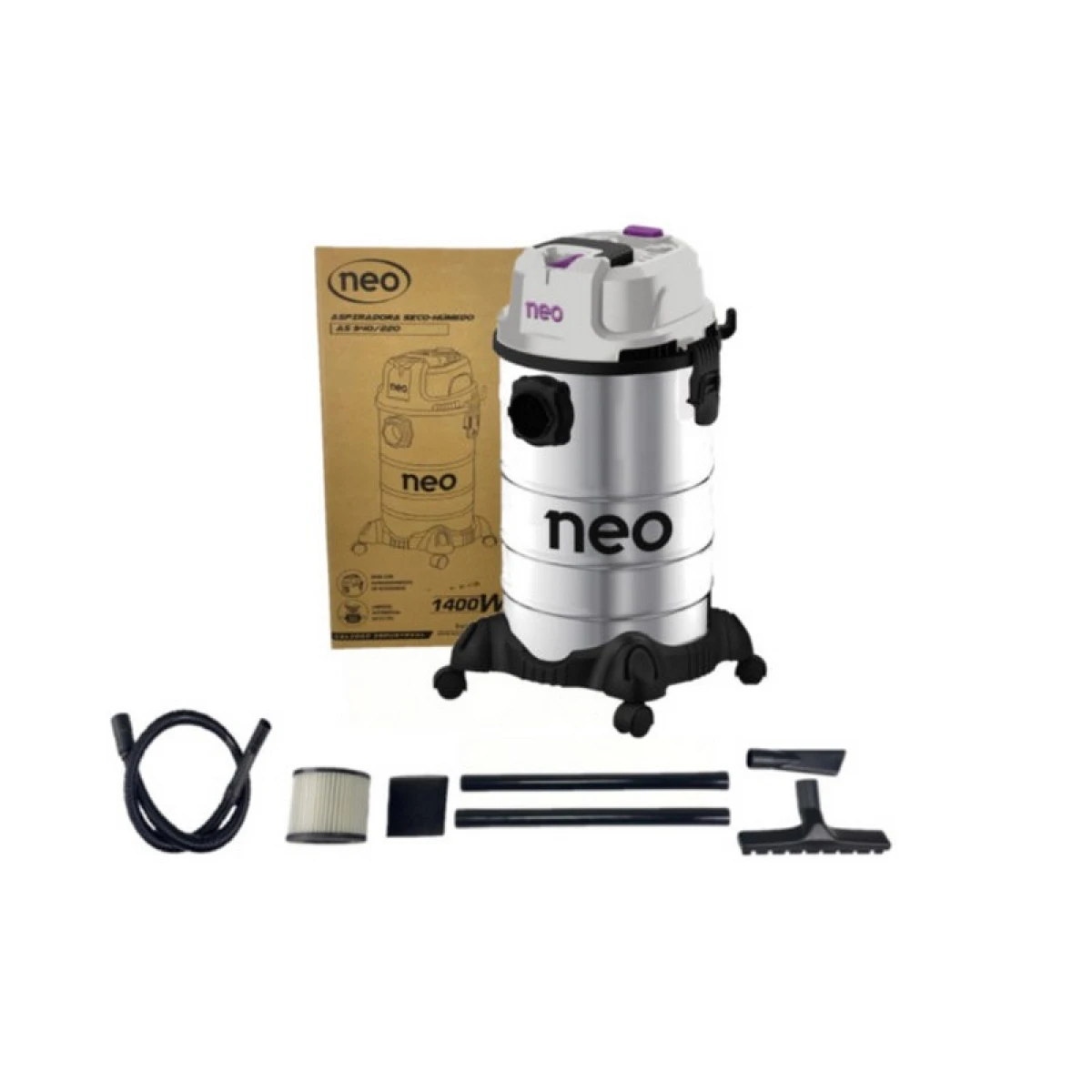 ASPIRADORA NEO INDUSTRIAL 40 LTS. AGUA Y POLVO 1400W 