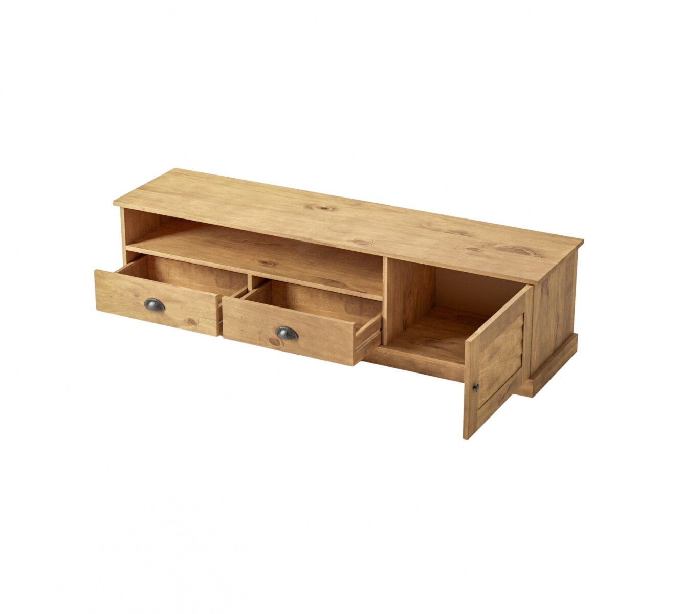 Nataral Rak Rack de TV 1 Puerta 2 Cajones - Línea Valenciana - Natural — Rustico Hogar