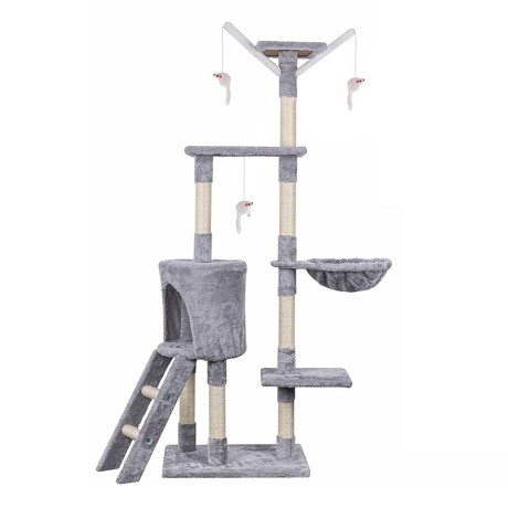 Rascador Torre 5 Niveles en Felpa y Sisal para Gato Gris