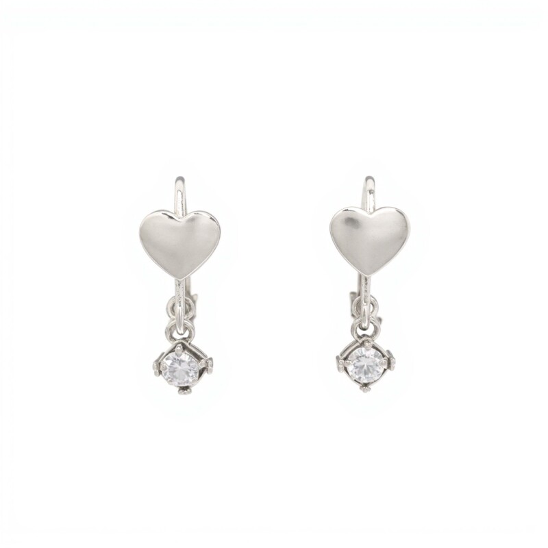 Caravanas Aro Corazón-Plata 925-Piedra Zirconia-CA3058 conpiedra