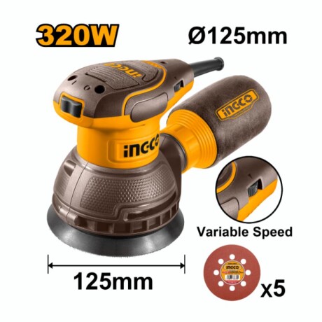 Lijadora Roto Orbital INGCO RS3216 125MM 320W Lijadora Roto Orbital INGCO RS3216 125MM 320W