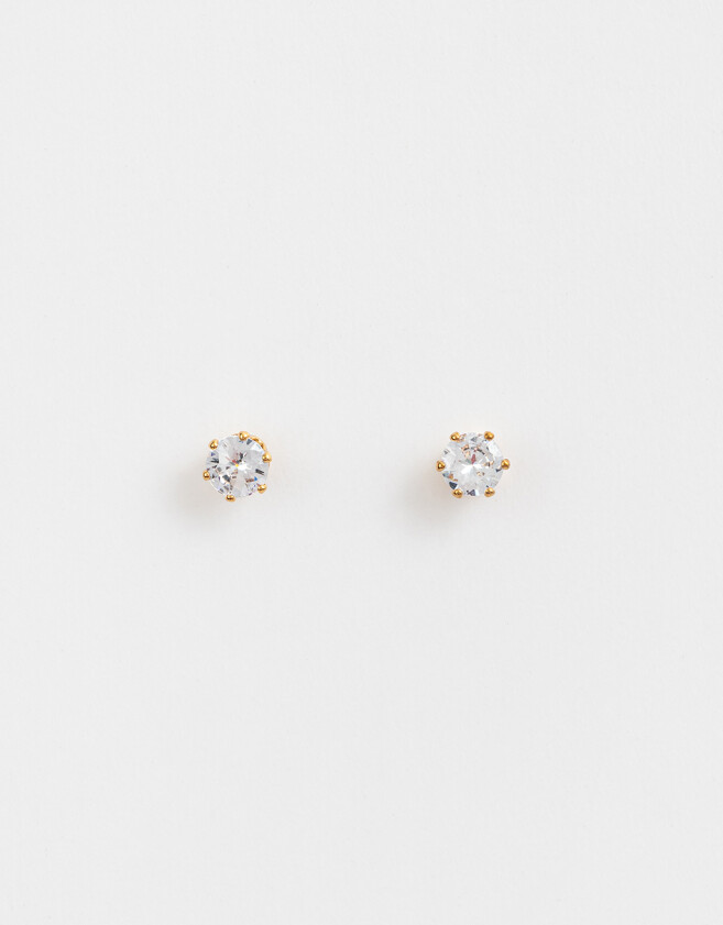 Aros Pasantes Bañada en Oro Aros Con Cubic Zirconia - Dorado