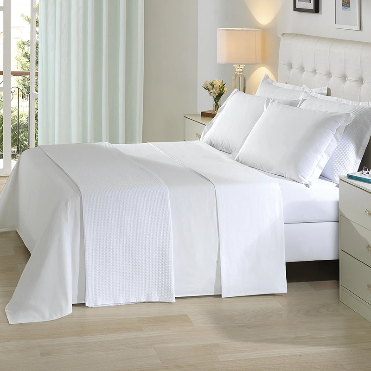 Juego Sábanas Queen Size Dohler 150 Hilos 100% Algodón - AMY 99 BLANCO 