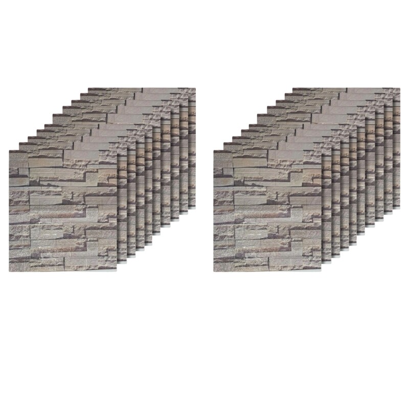 20 Placas Revestimiento Pared Autoadhesiva 70x77cm Promo X20 Piedra Clara