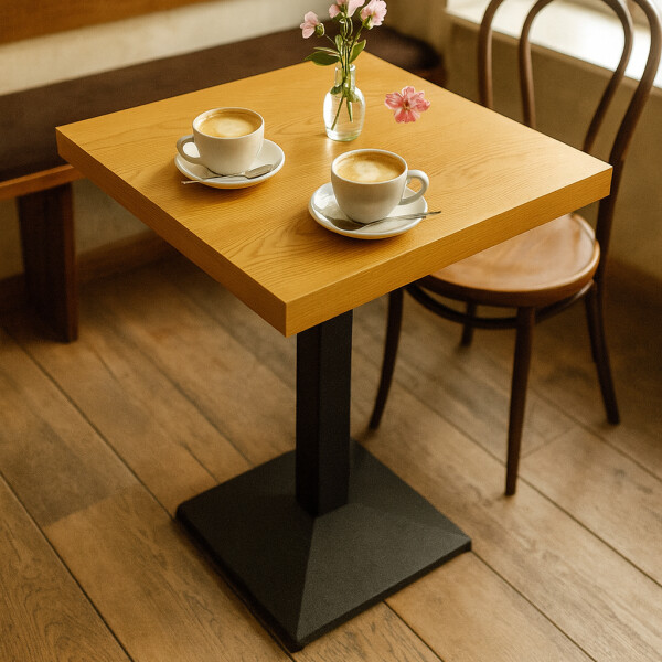 Mesa De Bar Cuadrada De Madera Y Metal Marron