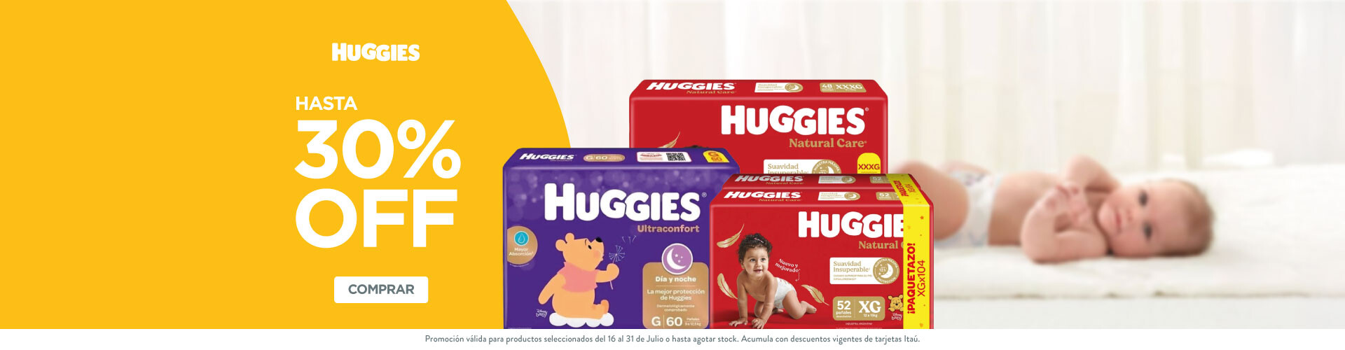 Huggies hasta 30% off.