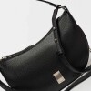 Cartera al Hombro Lua En Cuero Graneado Negro
