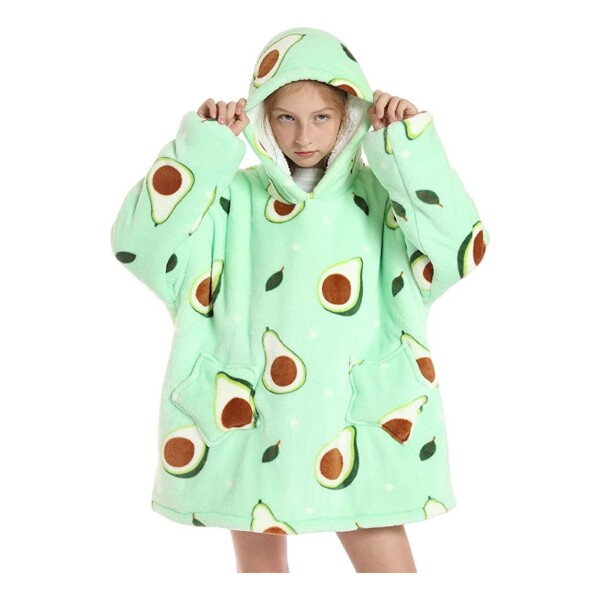 Manta Buzo Canguro Polar Con Capucha Corderito Infantil Color Variante Palta