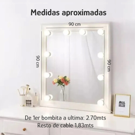 Set Maquillaje 7 Brochas Suaves + Luces LED Espejo 10 Focos Rosa