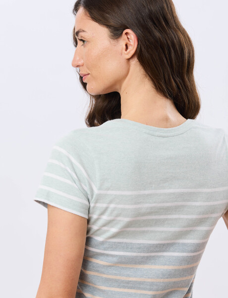 REMERA RAYADA DE ALGODÓN Pistacho