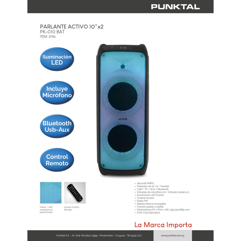 Parlante Activo 10" x2 PUNKTAL 18000w Parlante Activo 10" x2 PUNKTAL 18000w