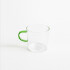 Taza de vidrio traslúcido con asa verde 5.5x5.5cm Taza De Vidrio Traslúcido Con Asa Verde 5.5x5.5cm