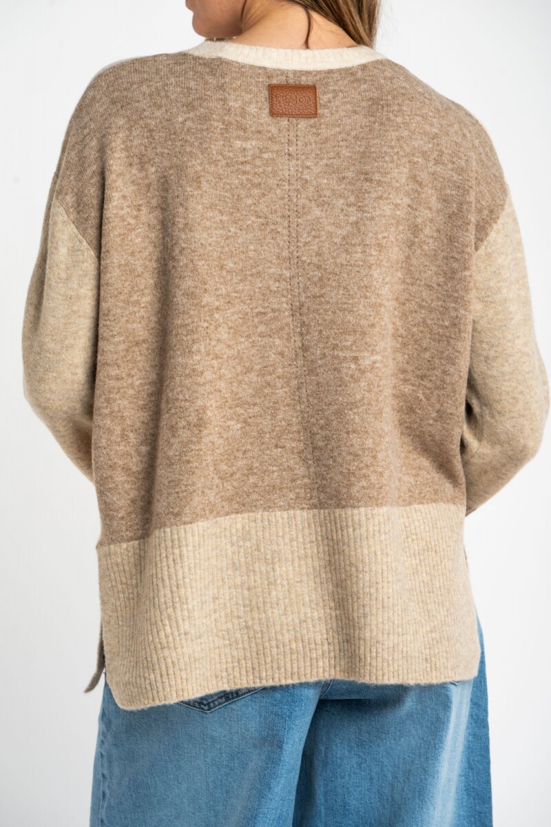 Sweater Combinado Beige Melange