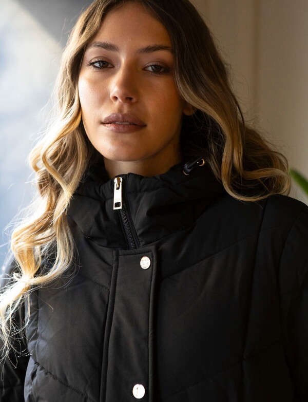 Campera Abrigo Capucha NEGRO