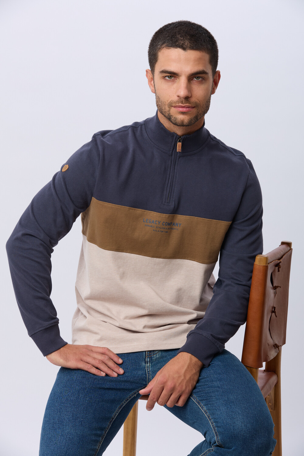 REMERA POLO RAYADA DE ALGODÓN Azul