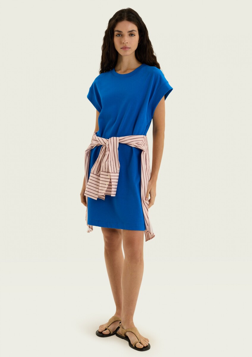 VESTIDO CORTO DE MANGA CORTA - AZUL 