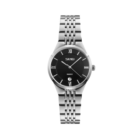 Reloj Skmei 9139BKSI-S analógico en acero plateado con esfera negra y marcadores plateados (caja delicada 31 mm) Reloj Skmei 9139bksi-s Analógico En Acero Plateado Con Esfera Negra Y Marcadores Plateados (caja Delicada 31 Mm)