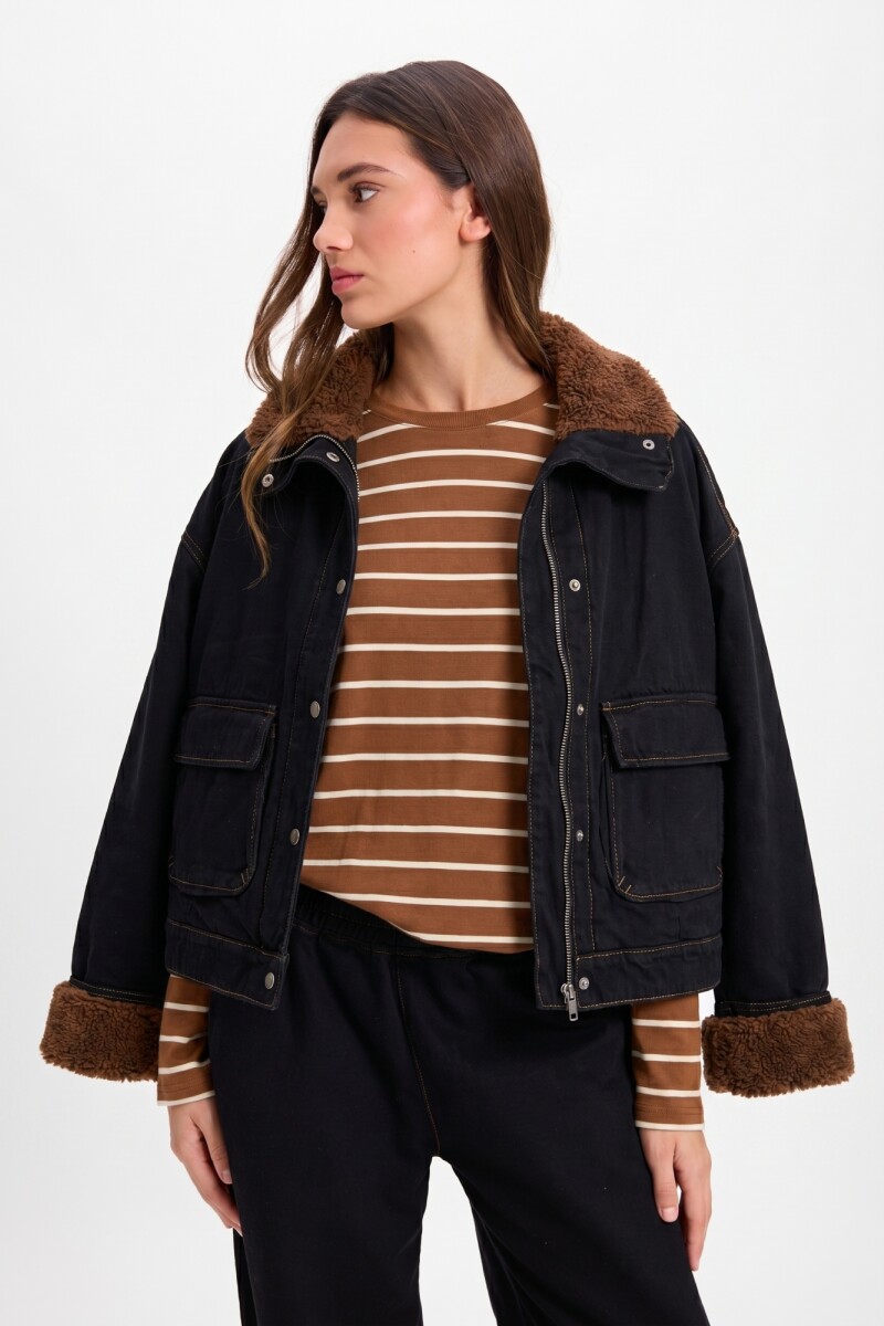 Chaqueta Polar Negro/Marrón